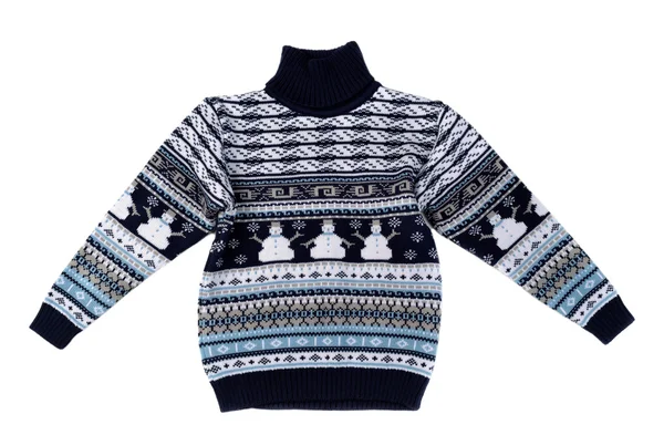 Maglione lavorato a maglia con motivo pupazzo di neve . — Foto Stock