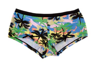 Ve palmiye ağaçlarının desenli pantolon.