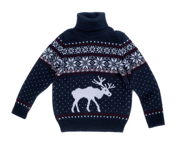 Knitted sweater with a pattern of elk. — Stock Photo, Image