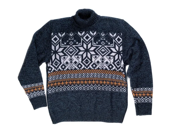 Knitted sweater with snowflake pattern. — Stock Photo, Image