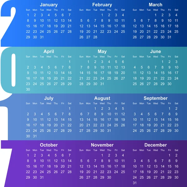 2017 naptár illusztráció — Stock Fotó