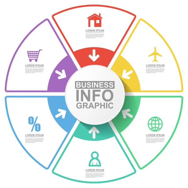 Plantilla Vectores Infografía Negocios Diseño Plano Para Presentaciones Diagramas Con —  Fotos de Stock