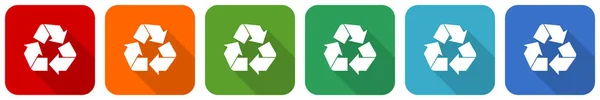 Recycle Icon Set Flat Design Vector Illustration Colors Options Webdesign — Stock Photo, Image