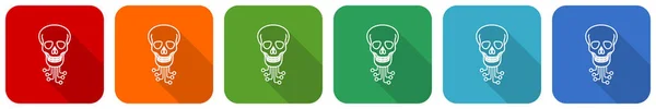 Hack Virus Circuit Skull Hacker Icon Set Flat Design Vector — Stock Photo, Image