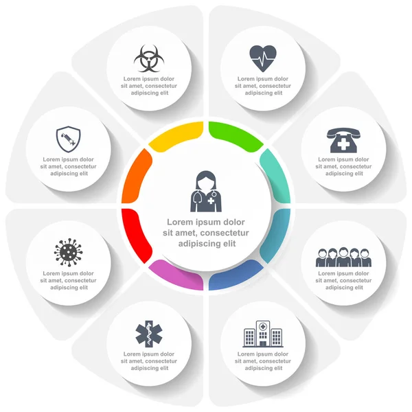 Orvosi Infografikus Vektor Sablon Coronavirus Pandémiás Internetes Prezentáció — Stock Fotó