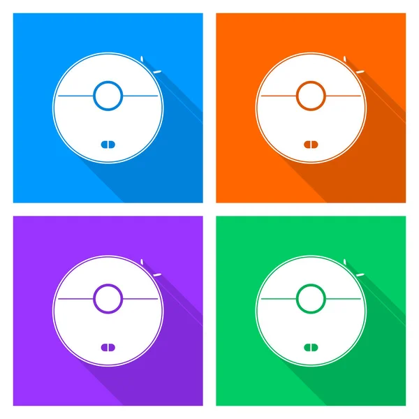 机器人真空清洗机图标集 平板设计矢量插画在第10部分 用于网页设计和四个颜色选项中的移动应用程序 — 图库照片