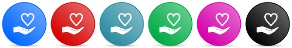 Care Love Vector Icons Set Circle Gradient Buttons Colors Options — Stock Photo, Image