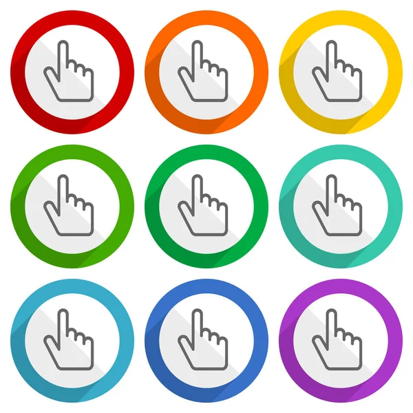 Cursor Hand Vektor Symbole Bunte Flache Design Tasten Für Webdesign — Stockfoto