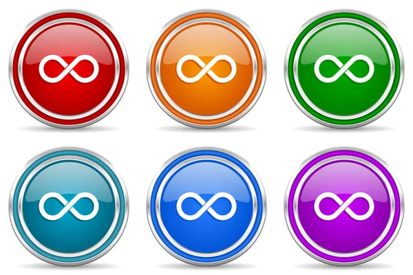 Infinity Eternity Infinite Endless Loop Silver Glossy Icons Set Modern — стоковое фото