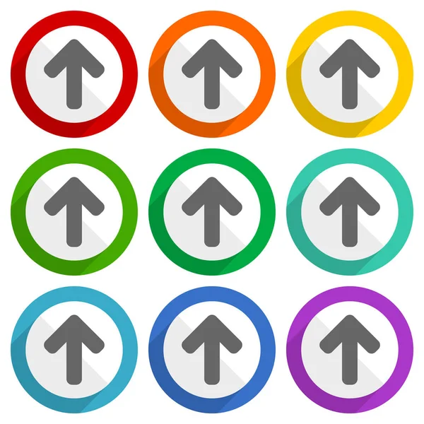 Arrow Upload Vector Icons Set Colorful Flat Design Buttons Webdesign — Stock Photo, Image