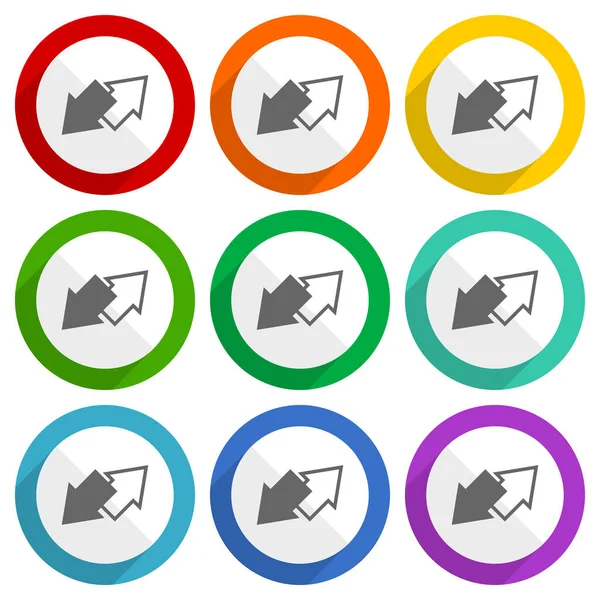 Ikony Wektorowe Wymiany Zestaw Kolorowych Płaskich Przycisków Projektowania Stron Internetowych — Zdjęcie stockowe