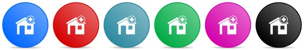 Hospital Building Vector Icons Set Circle Gradient Buttons Colors Options — Stock Photo, Image