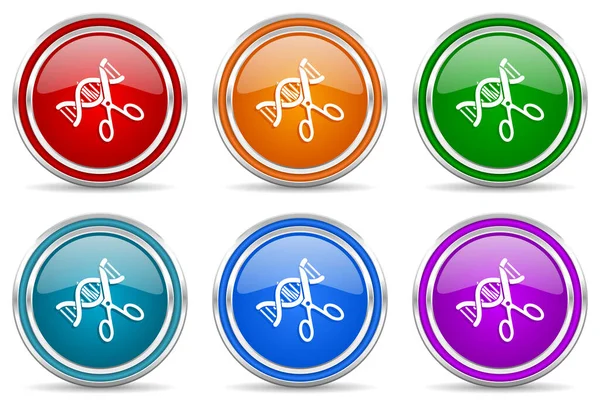 Dna 유전자 변형은 금속성 아이콘 인터넷 모바일 애플리케이션을 디자인 버튼의 — 스톡 사진