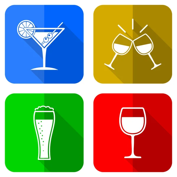 Alcohol Drinks Vector Icons Set Martini Beer Wine Symbols Eps — Stock Photo, Image