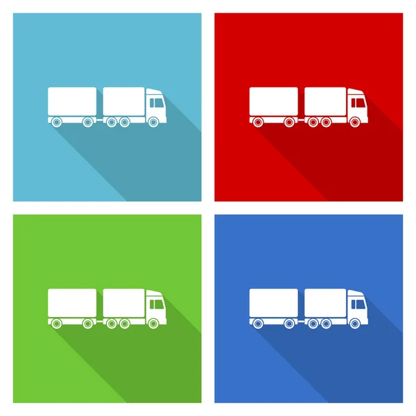 Caminhão Com Semi Reboque Longo Ícone Vetor Transporte Conjunto Símbolos — Fotografia de Stock