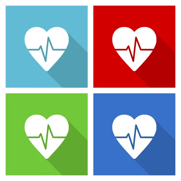 Pulse Icon Set Flat Design Vector Illustration Eps Webdesign Mobile — Stock Photo, Image