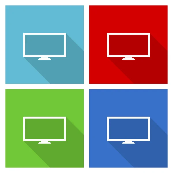 Pantalla Conjunto Iconos Televisión Ilustración Vectorial Diseño Plano Eps Para —  Fotos de Stock