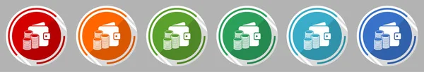 Geld Cash Portemonnee Business Icon Set Vector Illustratie Kleuren Opties — Stockfoto