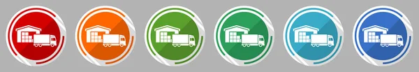 Warehouse Truck Delivery Freight Concept Icon Set Vector Illustration Colors — Stock Photo, Image