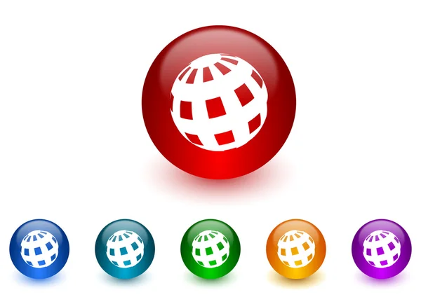 Earth internet icons colorful set — Stock Photo, Image