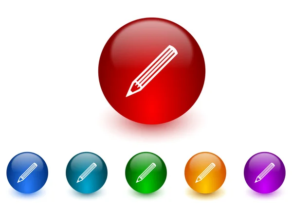 Potlood internet pictogrammen kleurrijke set — Stockfoto