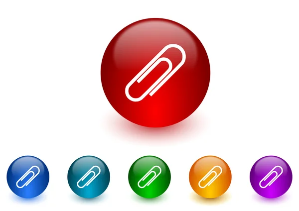 Clipe de papel ícones de internet conjunto colorido — Fotografia de Stock