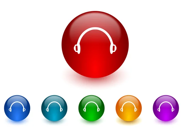 Hörlurar internet ikoner färgglada set — Stockfoto