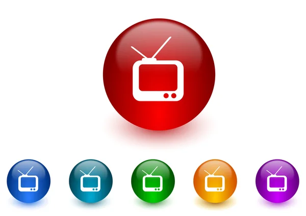 互联网图标彩色电视机 — 图库照片