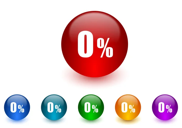 0 procent internet pictogrammen kleurrijke set — Stockfoto