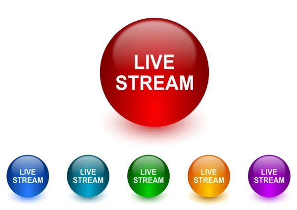 Live stream internet icons colorful set — Stock Photo, Image