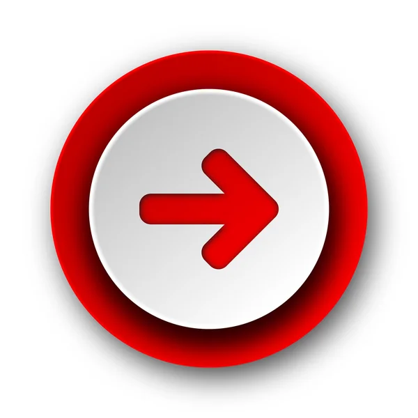 Beyaz arka plan üzerinde sağ ok kırmızı modern web simgesi — Stok fotoğraf