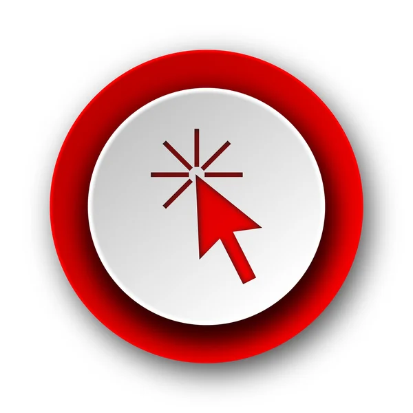 Click here red modern web icon on white background — Stock Photo, Image