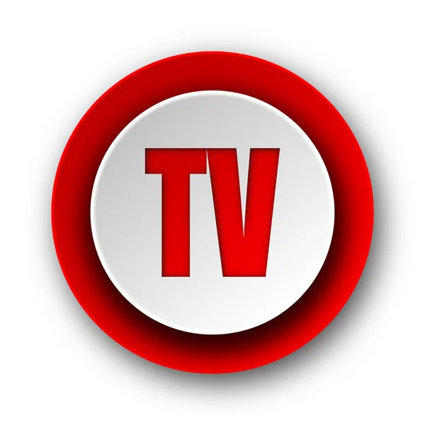 Tv ícone web moderno vermelho no fundo branco — Fotografia de Stock