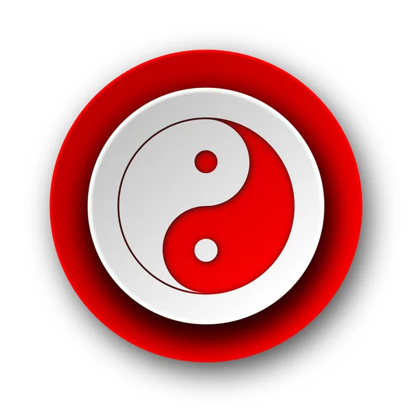 Ying yang czerwony nowoczesny tkanina ikona na białym tle — Zdjęcie stockowe