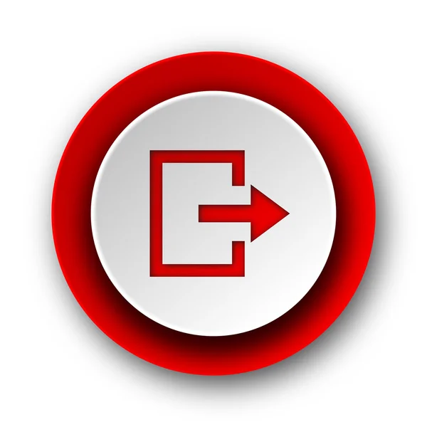 Salida icono web moderno rojo sobre fondo blanco —  Fotos de Stock