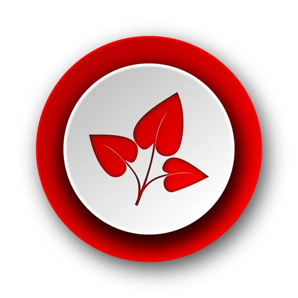 Ikona czerwonym nowoczesny tkanina liść na białym tle — Zdjęcie stockowe