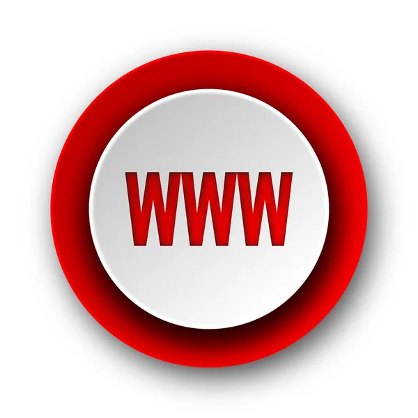 Www red modern web icon on white background — Stock Photo, Image