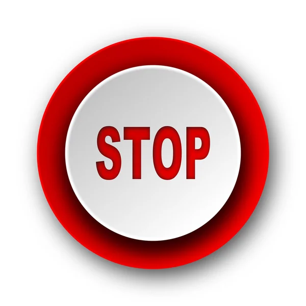 Fehér háttér piros stop modern web ikon — Stock Fotó
