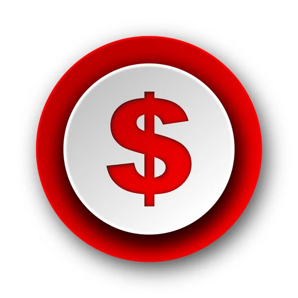 Ikona červeného moderní webové dolar na bílém pozadí — Stock fotografie
