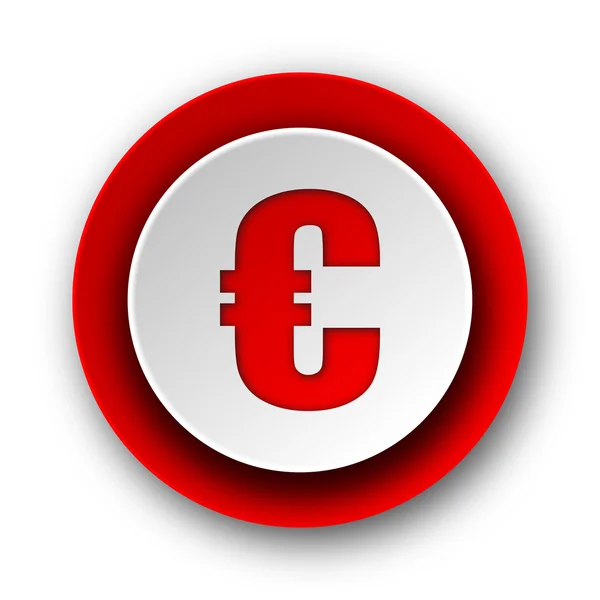 Euro vermelho moderno ícone web no fundo branco — Fotografia de Stock