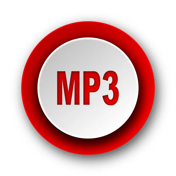 Mp3 ícone web moderno vermelho no fundo branco — Fotografia de Stock