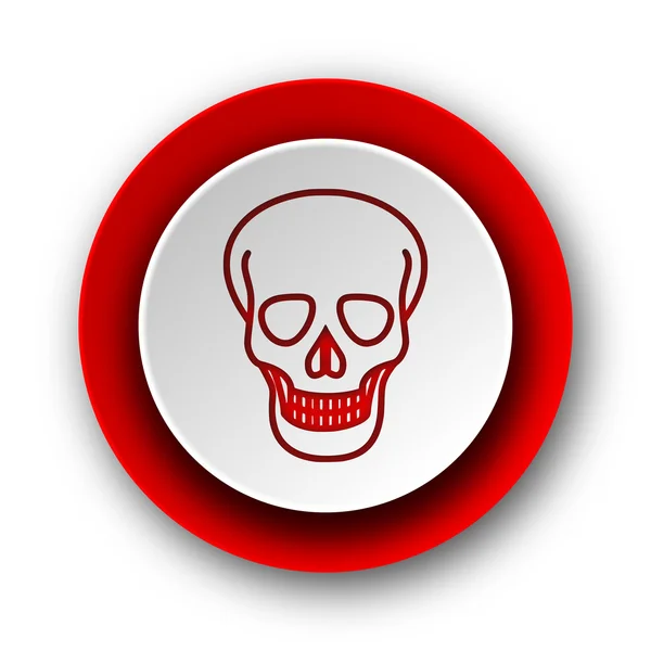 Crânio vermelho moderno ícone web no fundo branco — Fotografia de Stock
