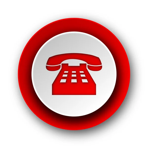 Fehér háttér piros modern webes telefonikonra — Stock Fotó