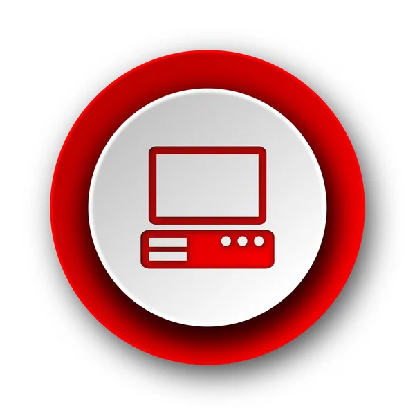 计算机红色现代网络图标在白色背景 — 图库照片