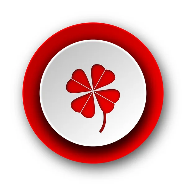 四叶三叶草红色现代网络图标在白色背景 — 图库照片