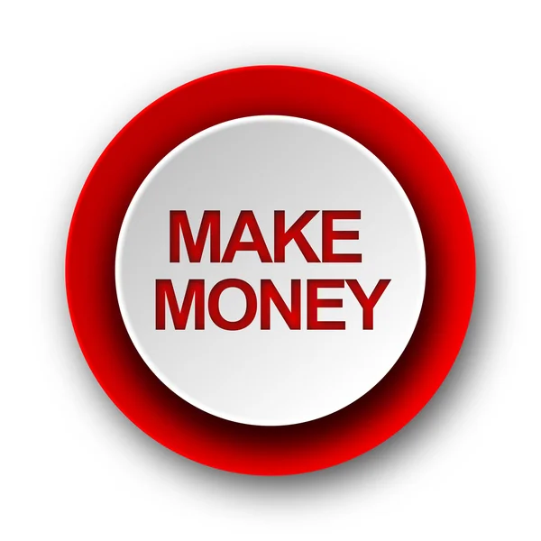 Fazer dinheiro vermelho ícone da web moderna no fundo branco — Fotografia de Stock