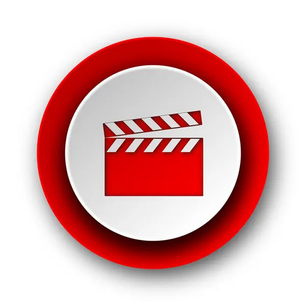 Video red modern web icon on white background — Stock Photo, Image