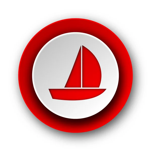 Яхта красный современный веб-значок на белом фоне — стоковое фото