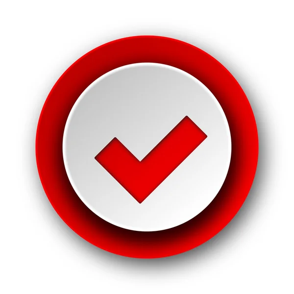 Akzeptieren rotes modernes Web-Symbol auf weißem Hintergrund — Stockfoto