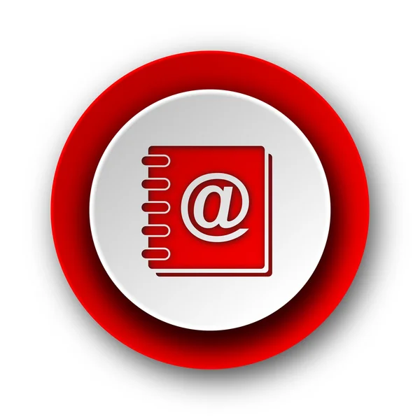 Adres defteri kırmızı modern web simgesi beyaz arka plan üzerinde — Stok fotoğraf
